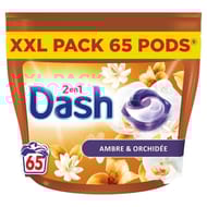 Dash 2en1 pods lessive en capsules ambre & orchidée x65 -1.3065kg