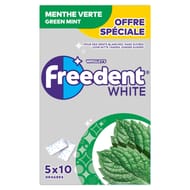 Freedent white menthe verte etui de 10 dragées x5-70g