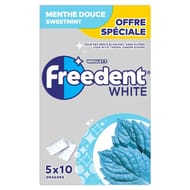 Freedent white menthe douce étui de 10 dragées x5-70g