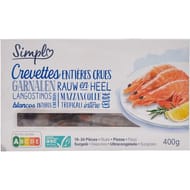 Simpl crevettes entières crues asc 400g