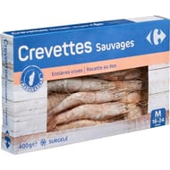 Carrefour crevettes entières crues 16/24 400g