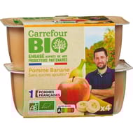 Carrefour bio compote pomme banane sans sucres ajoutés bio x4 - 400g