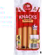 Carrefour classic knacks pur porc x4 140g