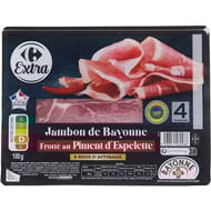 Carrefour extra jambon de bayonne frotté au piment d'Espelette 4 tranches 100g