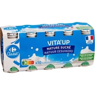 Carrefour classic vita'up lait fermenté à boire nature sucré 10x100g