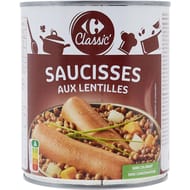 Carrefour classic' plat cuisiné saucisses lentilles 840g