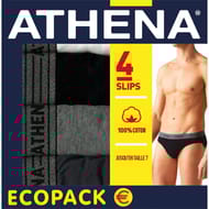 Lot de 4 slips basic coton homme Athena 2100 NR/ANTH/GR/BLC T3