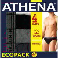 Lot de 4 slips basic coton homme Athena 2100 NR/ANTH/GR/BLC T5