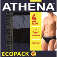 Lot de 4 slips basic coton homme Athena 2110 BLEU/NOIR/BLEU CH/NOIR T3