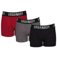 Lot de 3 boxers garçon unis BORDEAUX / GRIS ANTHRA / NOIR 14ANS