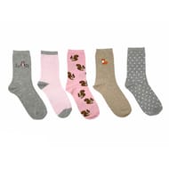 Lot de 5 paires de mi chausettes fantaisies GRIS/ROSE/BEIGE/MARRON 37\41
