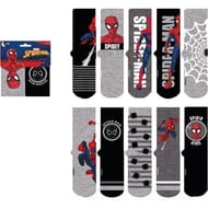 Lot de 10  paires de mi chaussettes Spiderman NOIR/GRIS 24/26