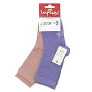 2 paires de socquettes coton bio unies femme Influx VIOLET MRS166/VIEUX ROSE 7140 35\37