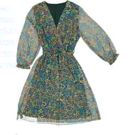 Robe courte manches longues femme TURQUOISE  IMPRIM L\XL