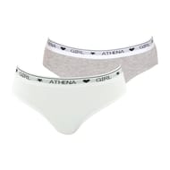 Lot de 2 slips Girl by Athèna 2100 BLANC/GRIS CHINE 10 ANS