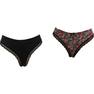 Lot de 2 tanga ZEBRE PRINT / NOIR 38/40
