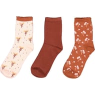 Lot de 3 paires de mi chaussettes fantaisies femme MARRON/CAMEL/SAUMON 37\41