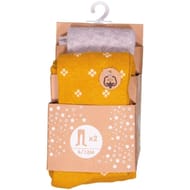 Lot de 2 collants coton bio uni et fantaisie MARINE/GRIS CLAIR 12/24 MOIS