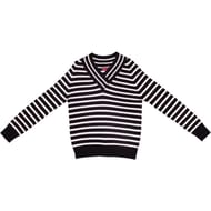 Pull manches longues femme RAYE BLACK/ ECRU T38\40