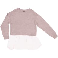 Pull manches longues 2 en 1 femme GRIS CHINE/BLANC 42\44