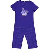Pyjama corsaire manches courtes femme MARINE POIS T42/44
