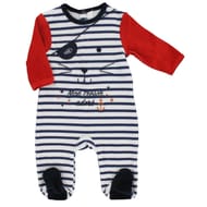 Dors bien velours garçon BLANC / MARINE / ROUGE 24 MOIS