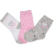 3 paires de mi chaussettes fantaisies bébé ROSE/BLANC CHAT 24\26
