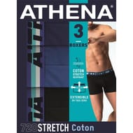 Lot de 3 boxers homme 720 stretch coton Athena 2410 NR/MARINE/BLEU T8