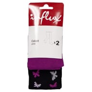 2 collants unis et fantaisie enfant NOIR PAPILLONS/ UNI VIOLET 8\10 ANS