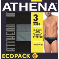 Lot de 3 slips basic color homme Athena 2420 - NR/GR/NR T7