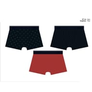Lot de 3 boxers unis et fantaisies homme Influx STARS MARINE/ROUGE T8