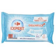 Carrefour expert lingettes désinfectantes multi-surfaces et mains x40