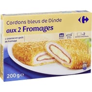 Carrefour cordons bleus de dinde aux 2 fromages x2 200g