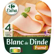 Carrefour extra blanc de dinde fumé 4 tranches 120g