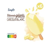 Simpl glaces batonnets géant chocolat blanc 483g