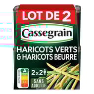 Cassegrain haricots verts haricots beurre 1/2 2x220g
