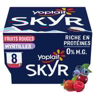 Skyr 0% sur lit aux fruits panaché 8x100g