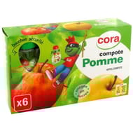 Cora kido gourdes compote de pomme allégée en sucres 6x90g