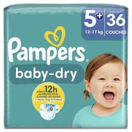 Pampers baby dry couches taille 5+ 12-17kg x36