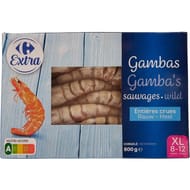 Carrefour crevettes entières crues sauvages 8/12 800g