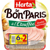 Herta jambon le bon paris a l'etouffée x6+2 offertes 340g