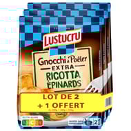 Lustucru sélection gnocchi à poêler ricotta épinard lot de 2 + 1 offert - 840g