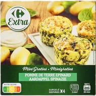 Carrefour extra mini gratins pomme de terre épinard 4x120g