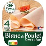 Carrefour extra blanc poulet doré au four 4 tranches 160g