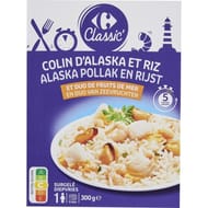 Carrefour classic colin d'alaska et riz et duo de fruits de mer 300g