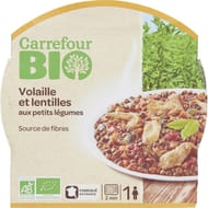 Carrefour bio plat cuisiné volaille et lentilles bio 300g