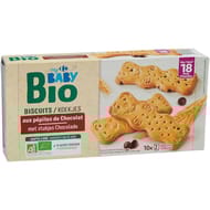 Carrefour baby bio biscuit bébé pépites chocolat 18mois 200g