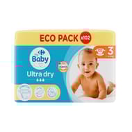 Carrefour baby couches ultra dry taille 3  4-9 kg x102