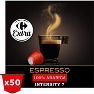Carrefour extra café capsules compatibles nespresso 100% arabica intensité 7 x50 - 250g