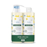 Klorane bébé gel lavant doux au calendula apaisant corps et cheveux 2x500ml
